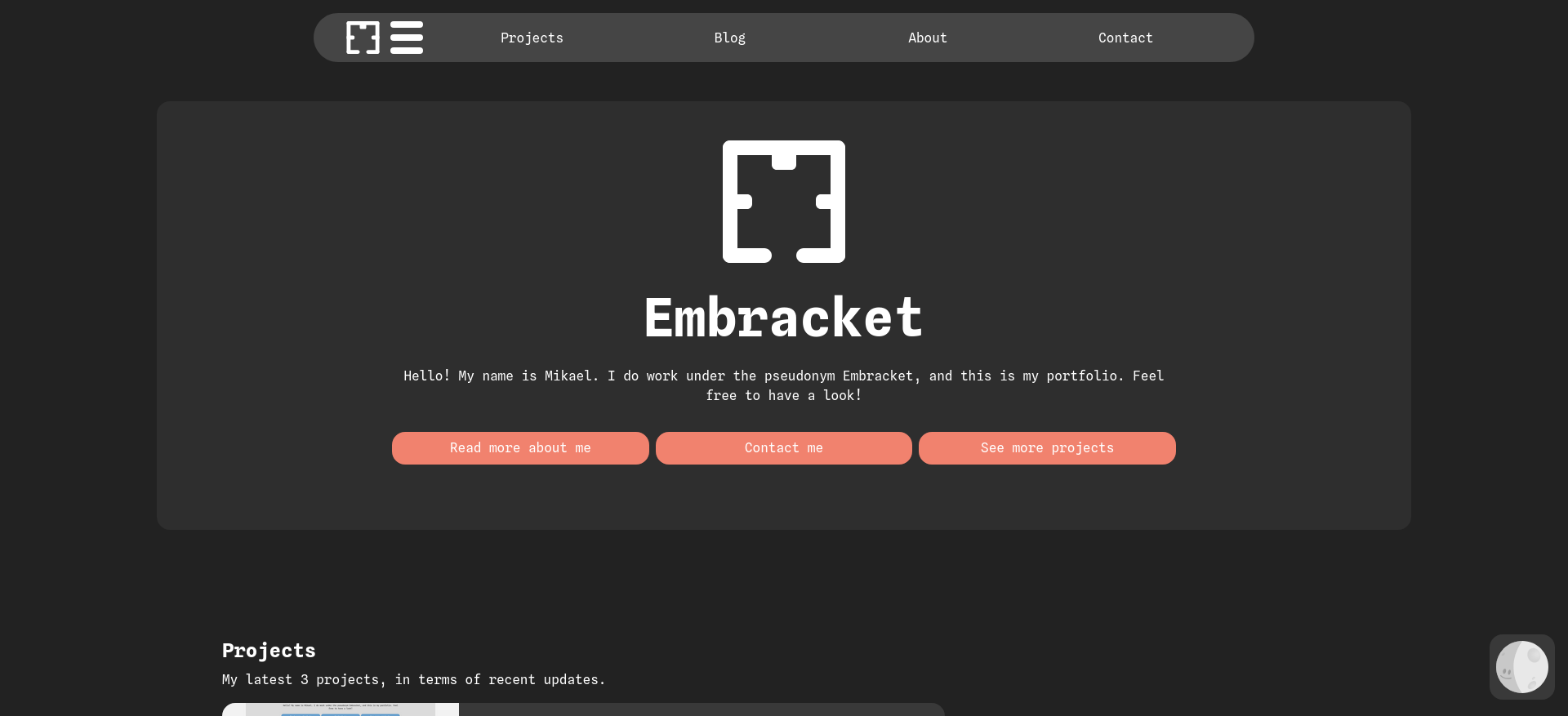 The front page of the website